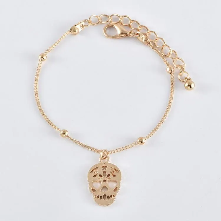 Halloween Inspired Four Piece Bracelet Set, including Heart Beat/Pulse and Sugar Skull