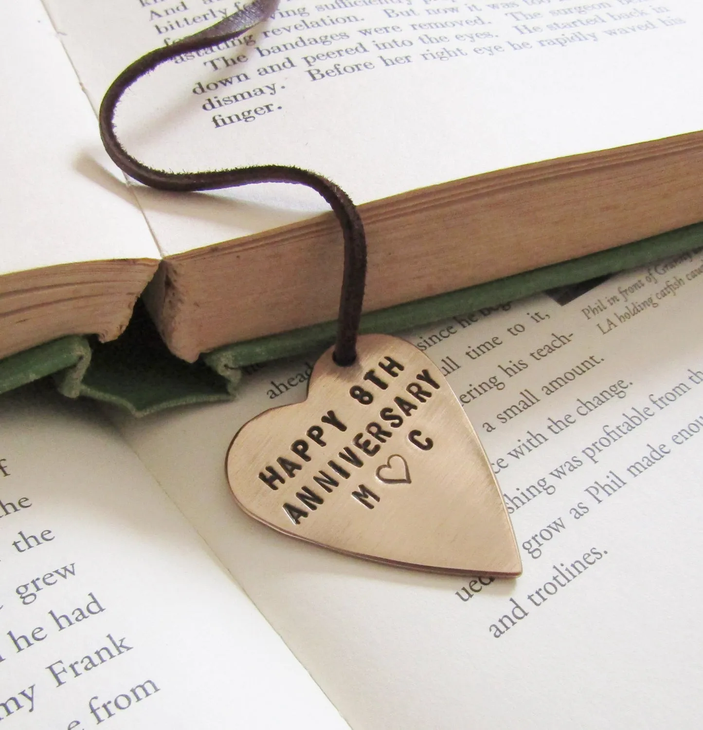 Happy 8th Anniversary - Personalized Bookmark with Initials