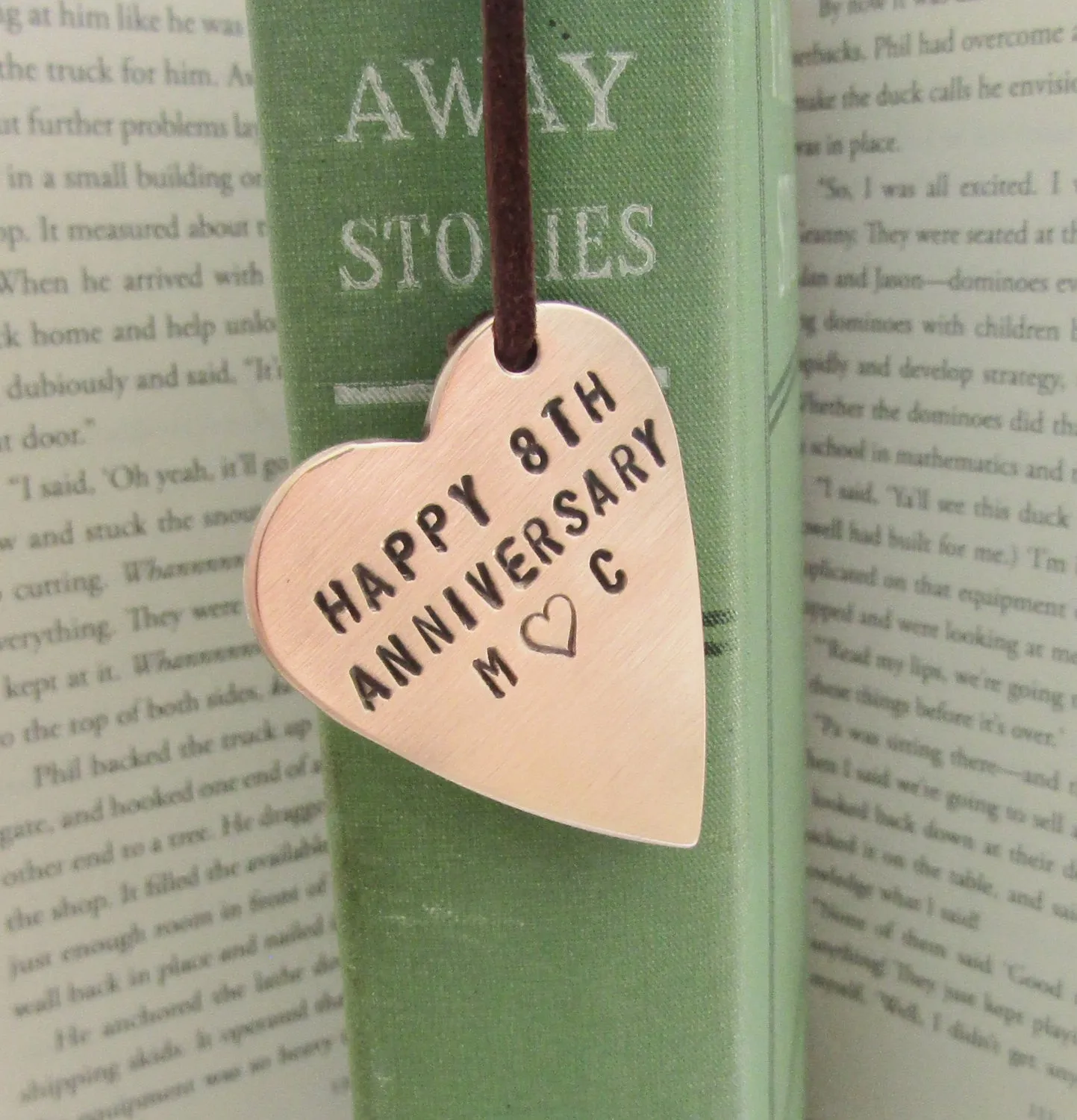 Happy 8th Anniversary - Personalized Bookmark with Initials