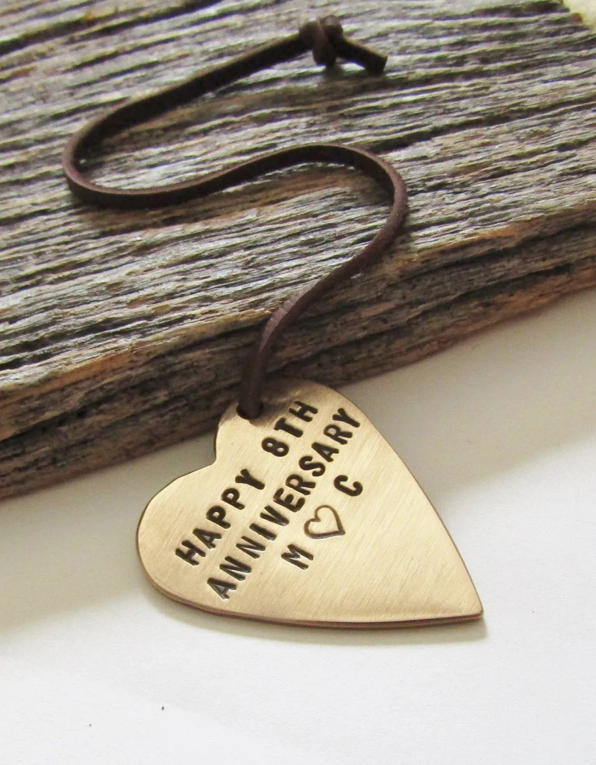 Happy 8th Anniversary - Personalized Bookmark with Initials