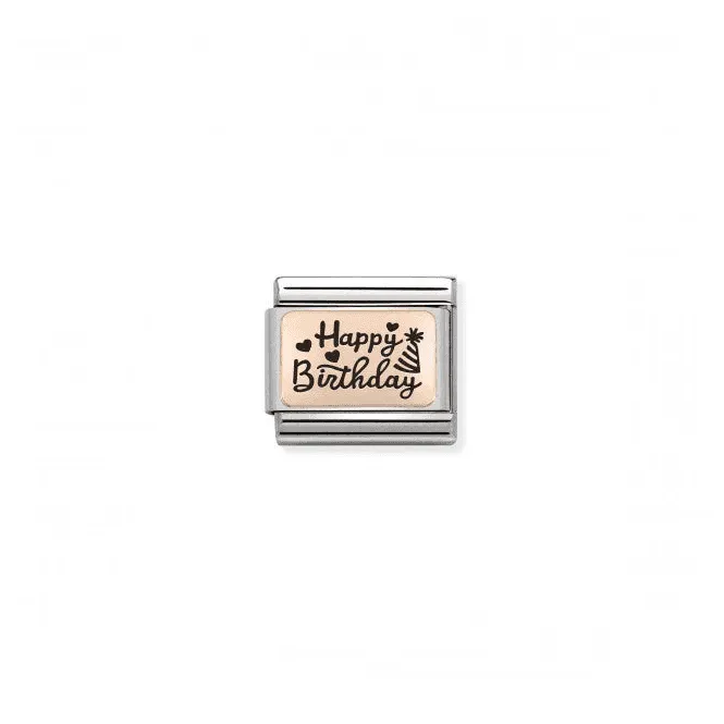 Happy Birthday Charm in 9K Rose Gold