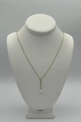 Harakiri Alexise-Y Bar and Pearl Pendant in Yellow Gold
