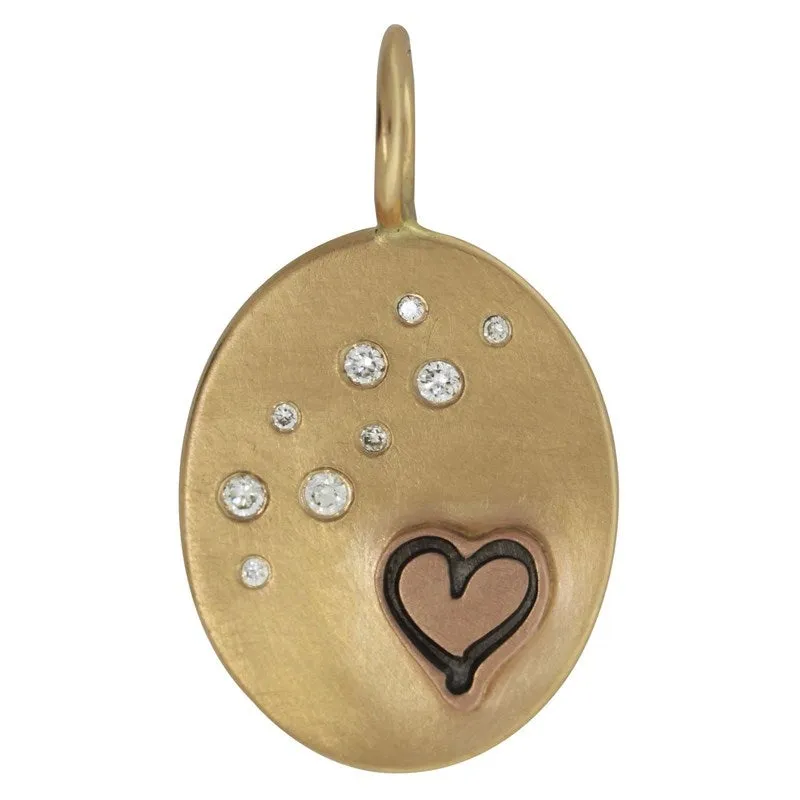 Heart and Diamond Oval Charm