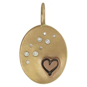 Heart and Diamond Oval Charm