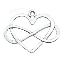 Heart with Infinity Symbol hung on a Stainless Steel Chain or braided Black Cord Necklace Pendant
