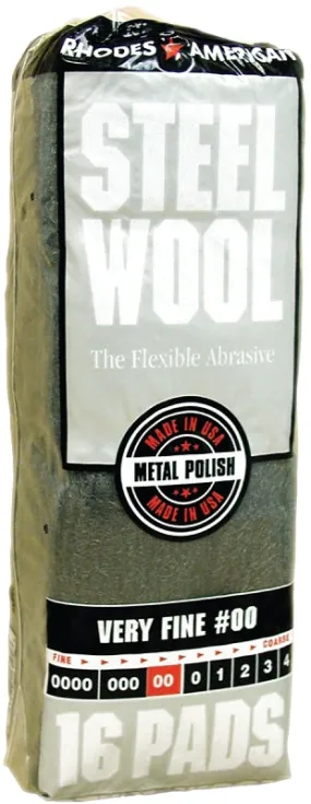 Homax 106602-06 Steel Wool, #00 Grit, Very Fine, Gray :PK 16: QUANTITY: 1