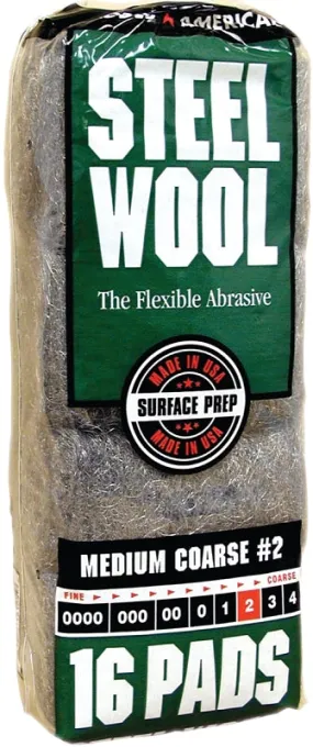 Homax 106605-06 Steel Wool, #2 Grit, Medium, Gray :PK 16: QUANTITY: 1