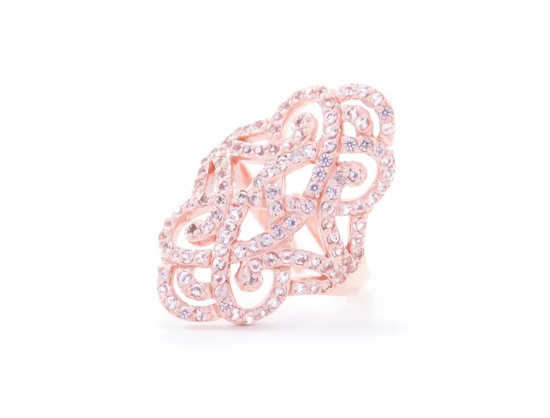 Infinite Love Pave Adjustable Ring, 18k Gold, White Topaz
