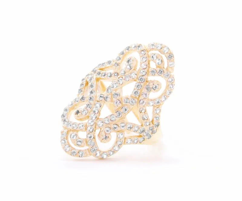 Infinite Love Pave Adjustable Ring, 18k Gold, White Topaz