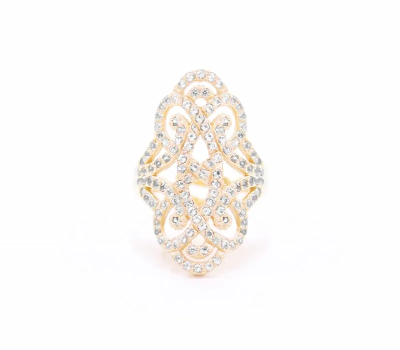 Infinite Love Pave Adjustable Ring, 18k Gold, White Topaz