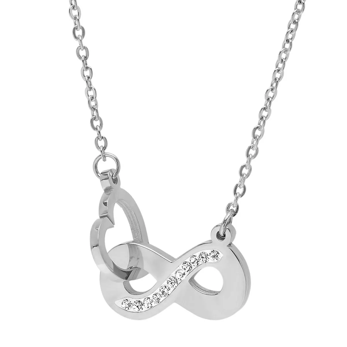Infinity &Heart Interlocking Necklace Adorned With Swarovski Crystals
