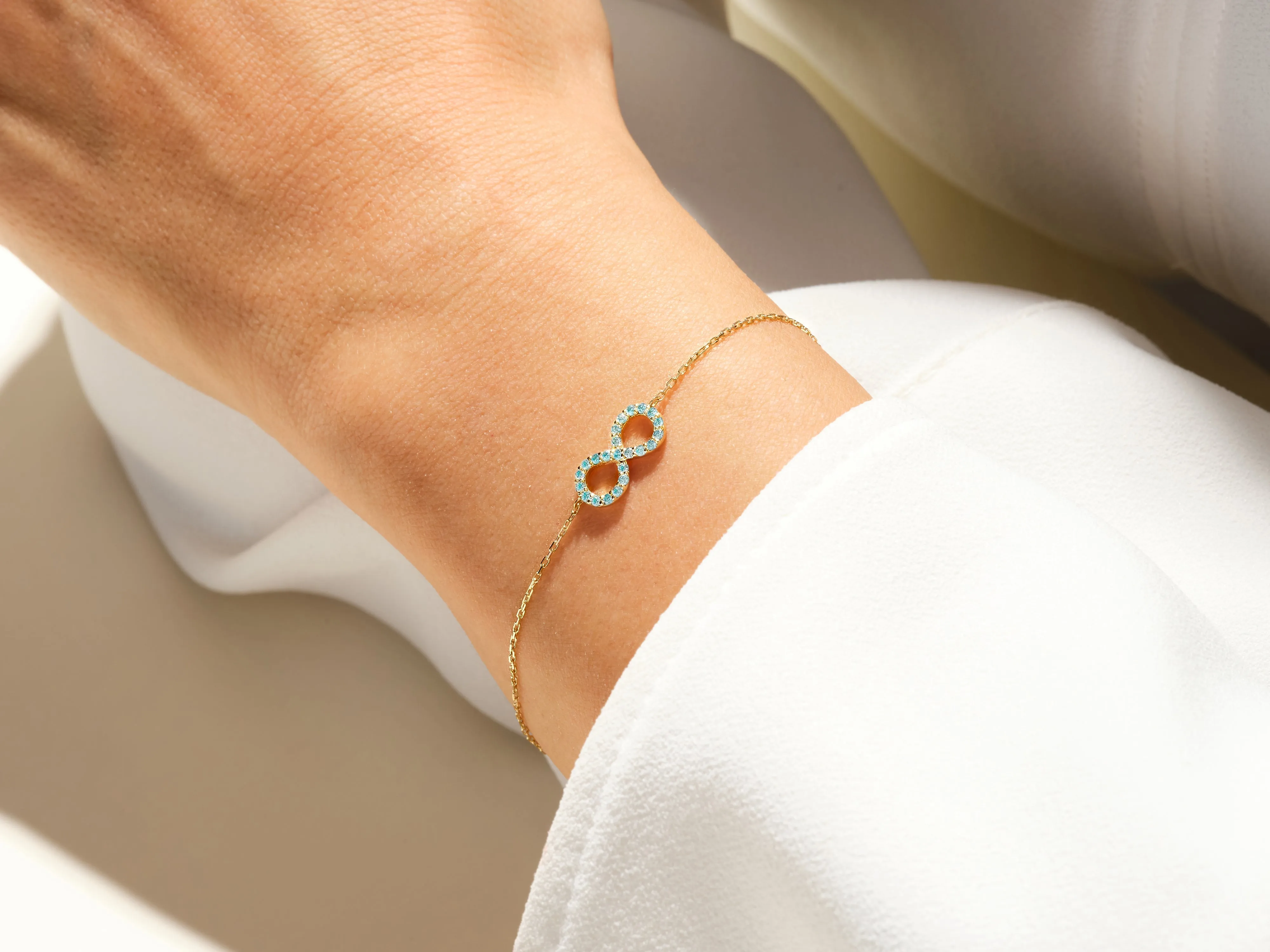 Infinity Birthstone Bracelet in 14k Solid Gold