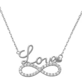 Infinity Love Zirconia Pendant Necklace (14K)