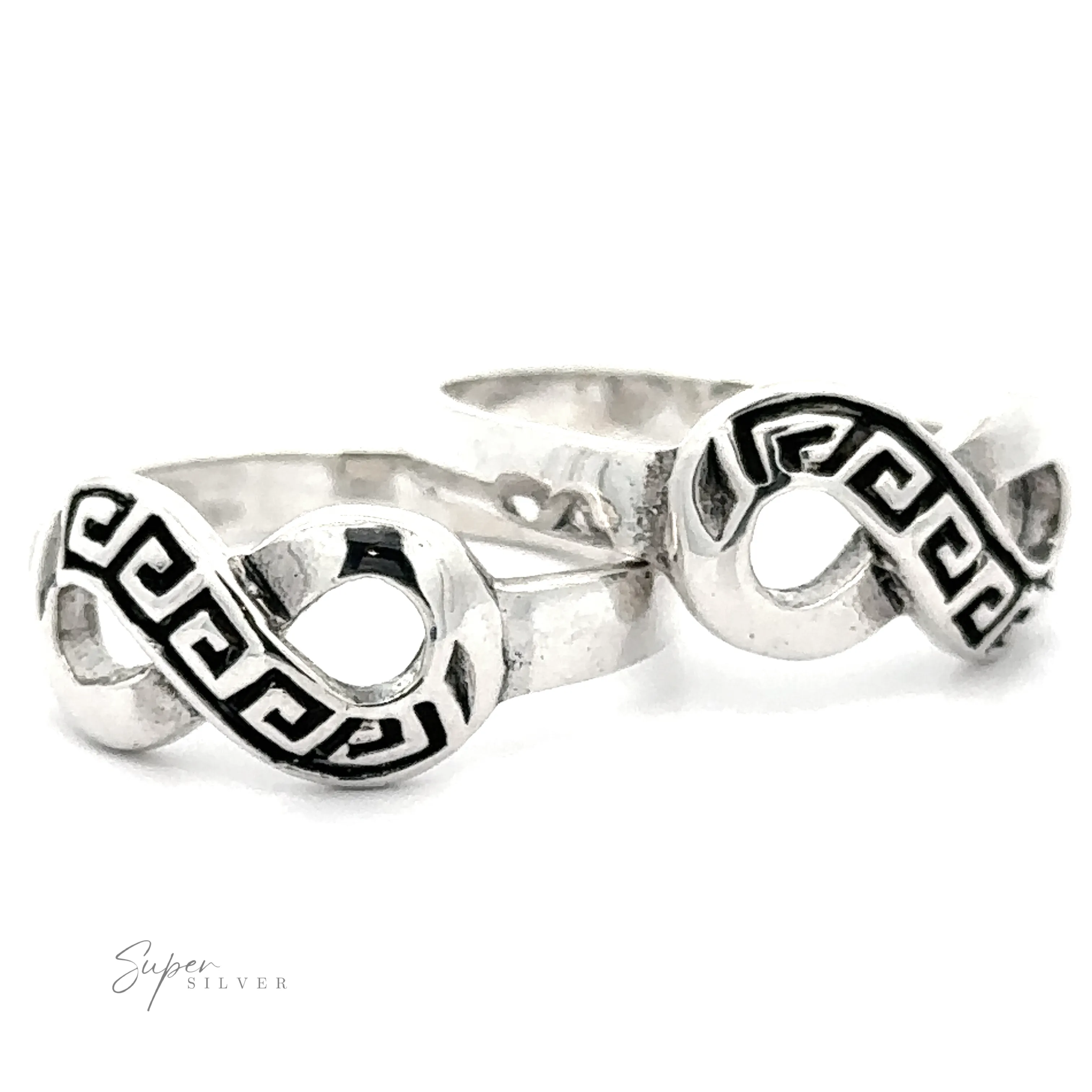 Infinity Ring with Greek Key Design