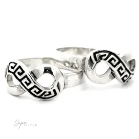 Infinity Ring with Greek Key Design