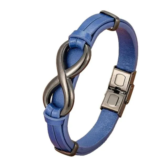 Infinity Symbol Genuine Leather Mens Bracelet