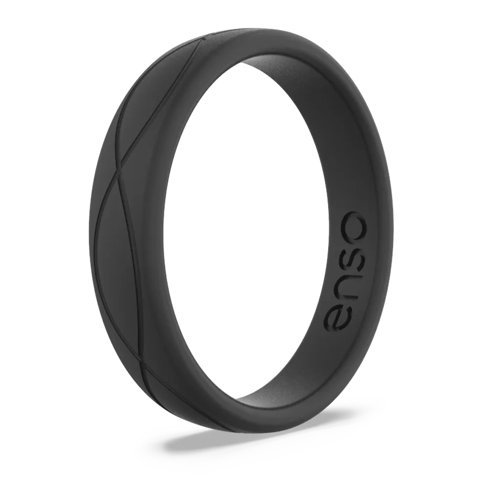 Infinity Thin Silicone Ring - Obsidian