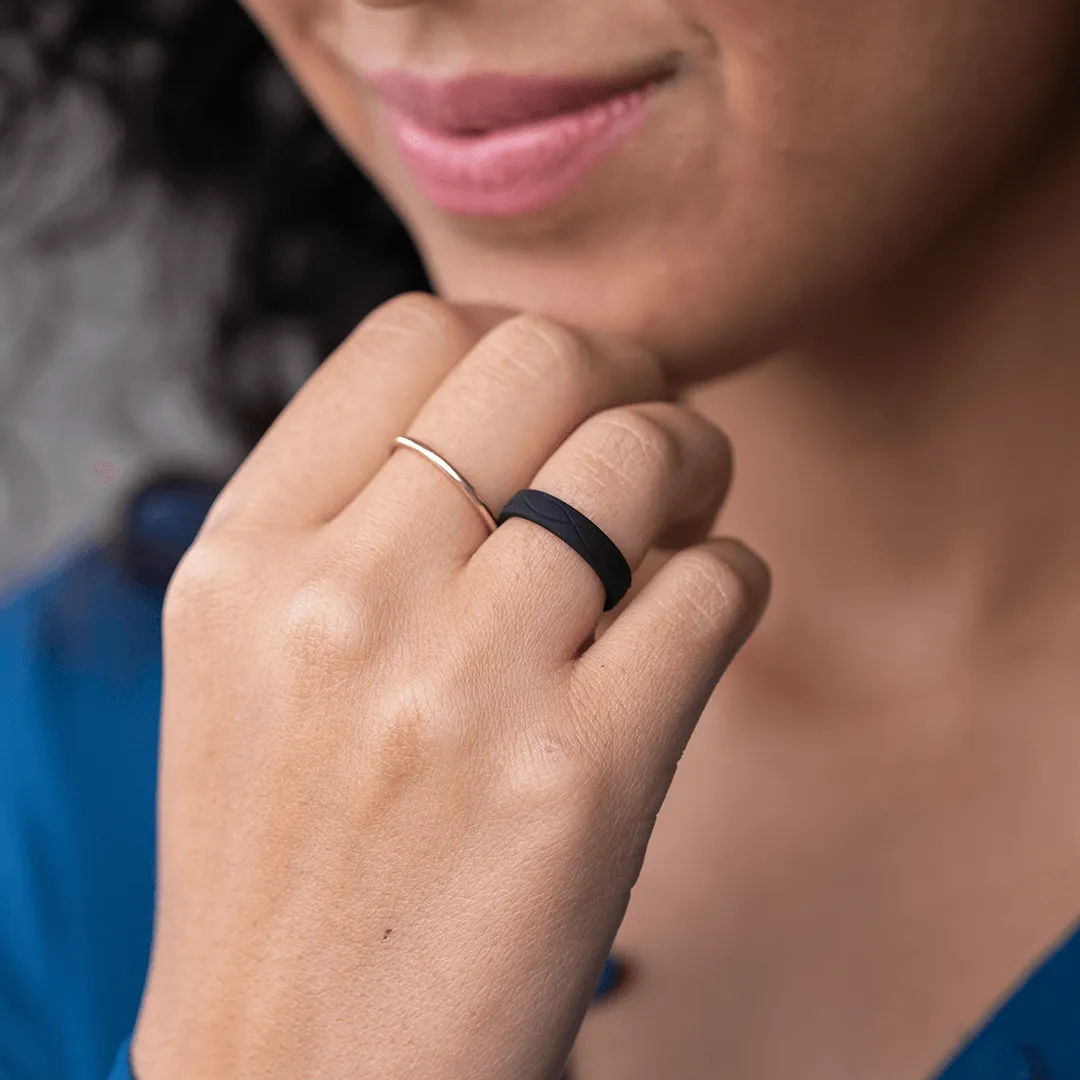 Infinity Thin Silicone Ring - Obsidian