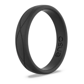 Infinity Thin Silicone Ring - Obsidian