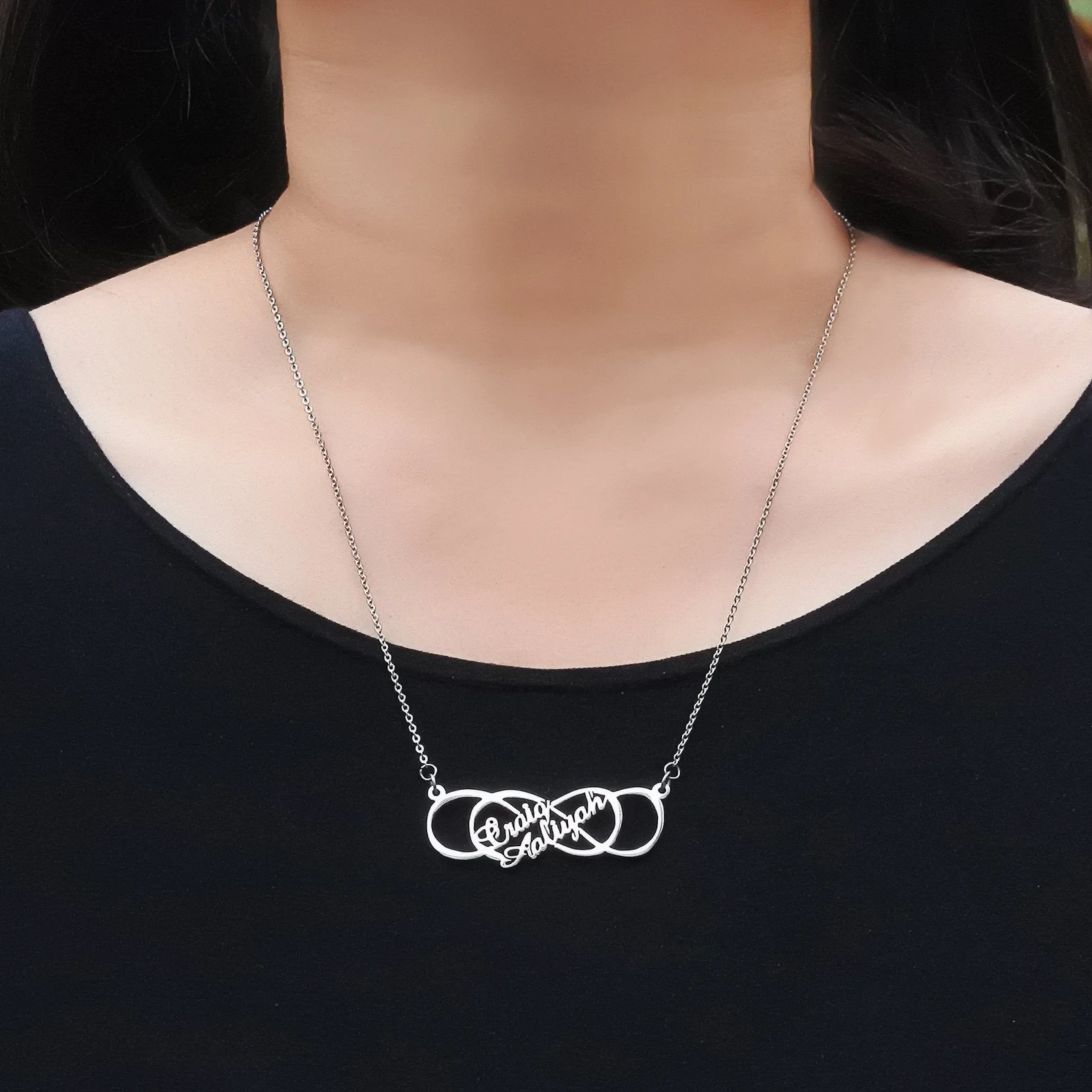 Infinity X Infinity Name Necklace (Birthstones Optional)
