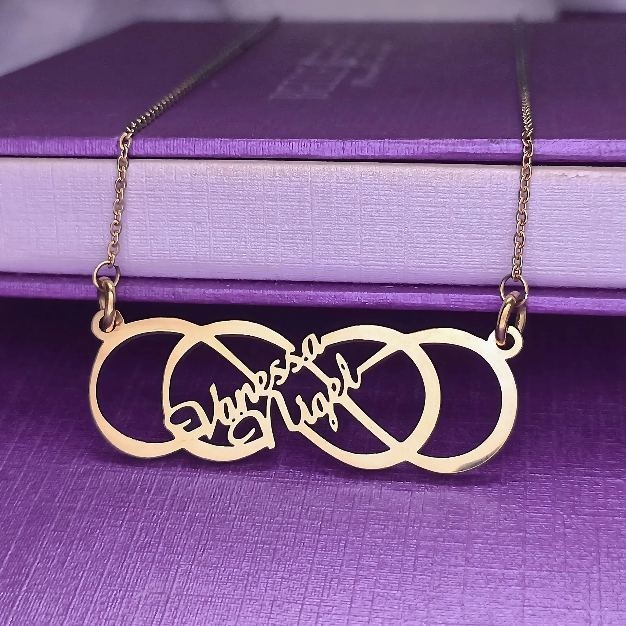 Infinity X Infinity Name Necklace (Birthstones Optional)