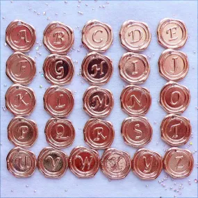 Initial Wax Seal Charms | Letter Tag | Round Alphabet Pendant | Personalized Jewelry Making (1 piece / Rose Gold / 18mm x 19mm)