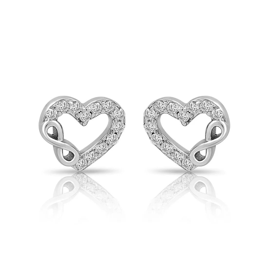 Intertwined Heart Infinity Rhodium Plated 925 Sterling Silver Earrings