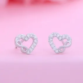 Intertwined Heart Infinity Rhodium Plated 925 Sterling Silver Earrings