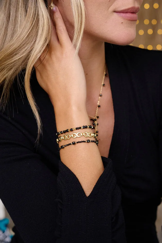 Izu Black Spinel Gold Stacking Bracelet