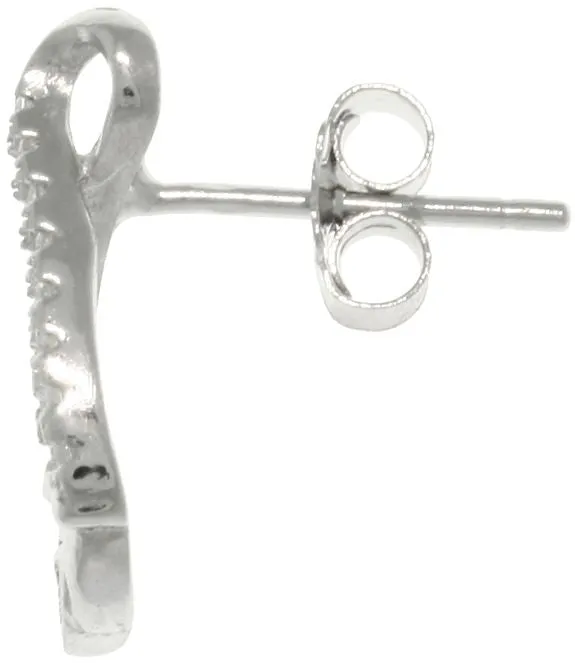 Jewelry Trends Sterling Silver Pave Cubic Zirconia Infinity Claddagh Post Earrings