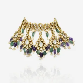Kanika Purple Green Kundan Set