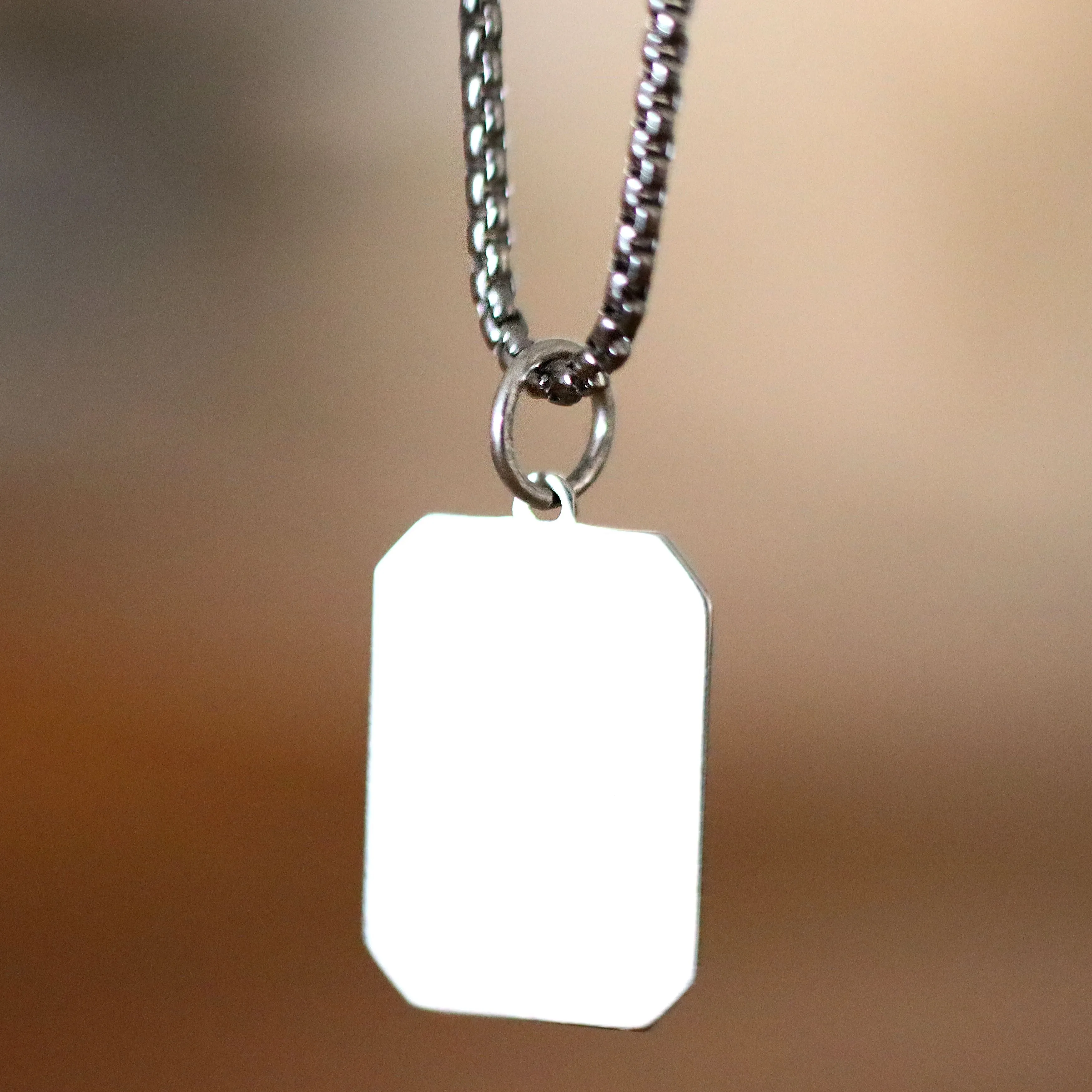 Large Initial Pendant Necklace for men - Sterling silver Tag