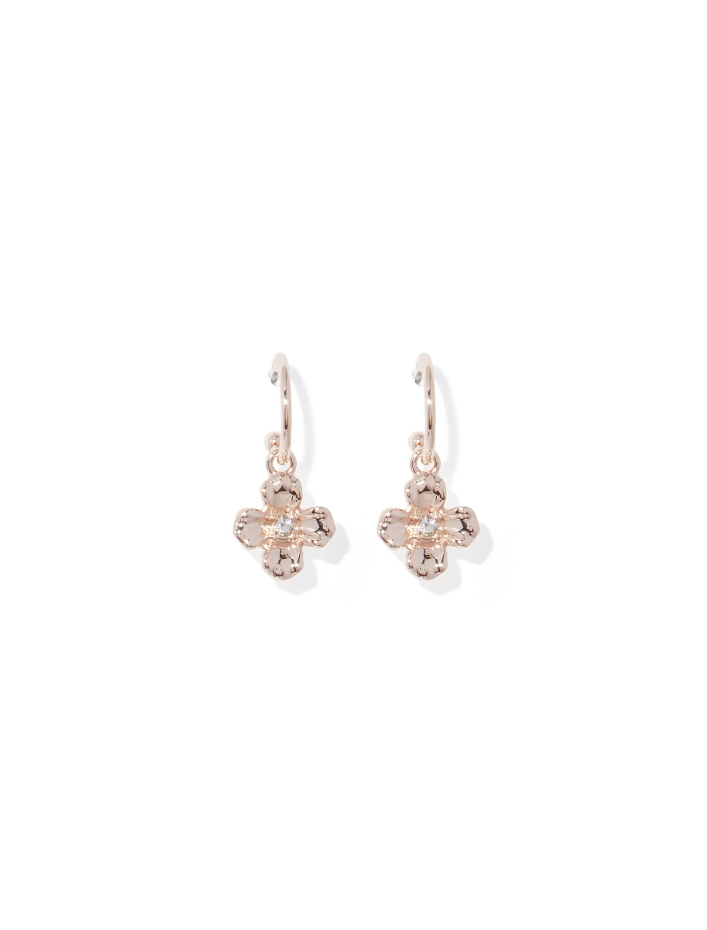 Lisa Flower Charm Huggie Earrings