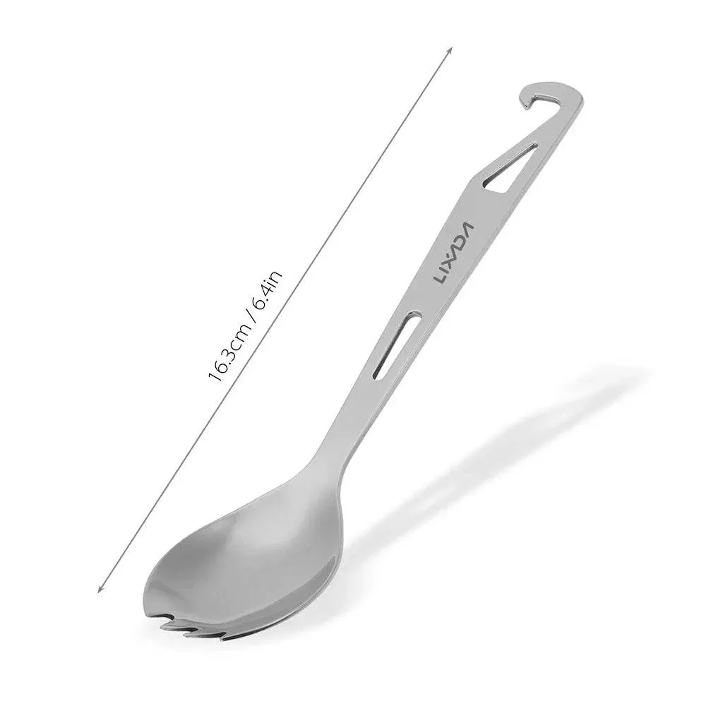Lixada Stainless Steel Spork Long Handle Spork with Bottle Opener Lightweight Outdoor Dinner Spork Flatware for Travel Camping