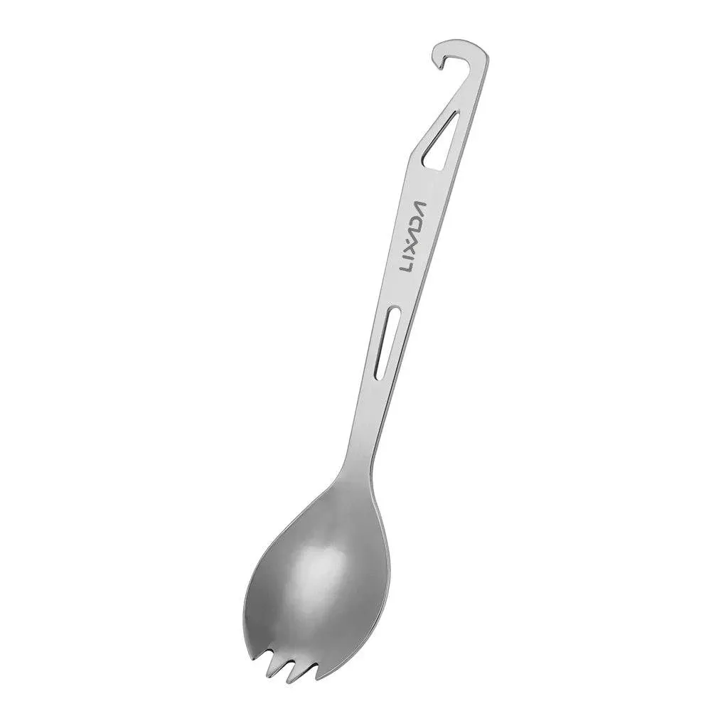 Lixada Stainless Steel Spork Long Handle Spork with Bottle Opener Lightweight Outdoor Dinner Spork Flatware for Travel Camping