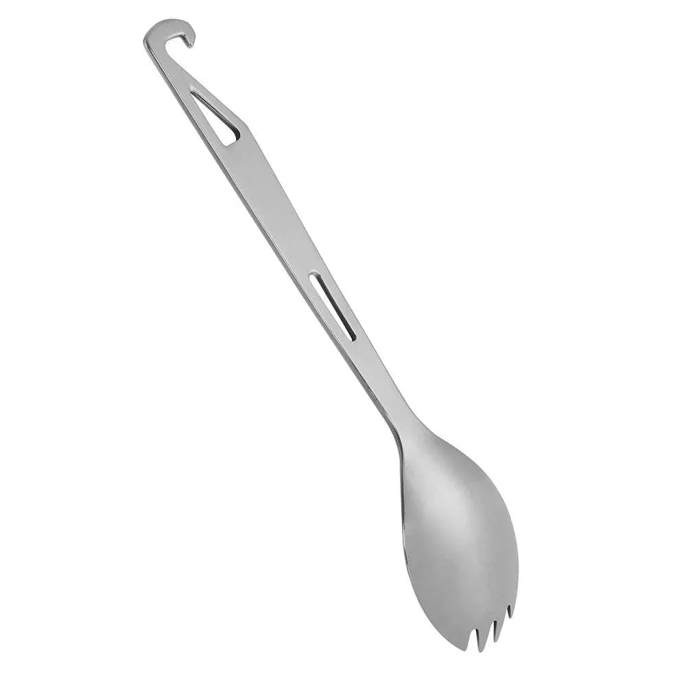 Lixada Stainless Steel Spork Long Handle Spork with Bottle Opener Lightweight Outdoor Dinner Spork Flatware for Travel Camping