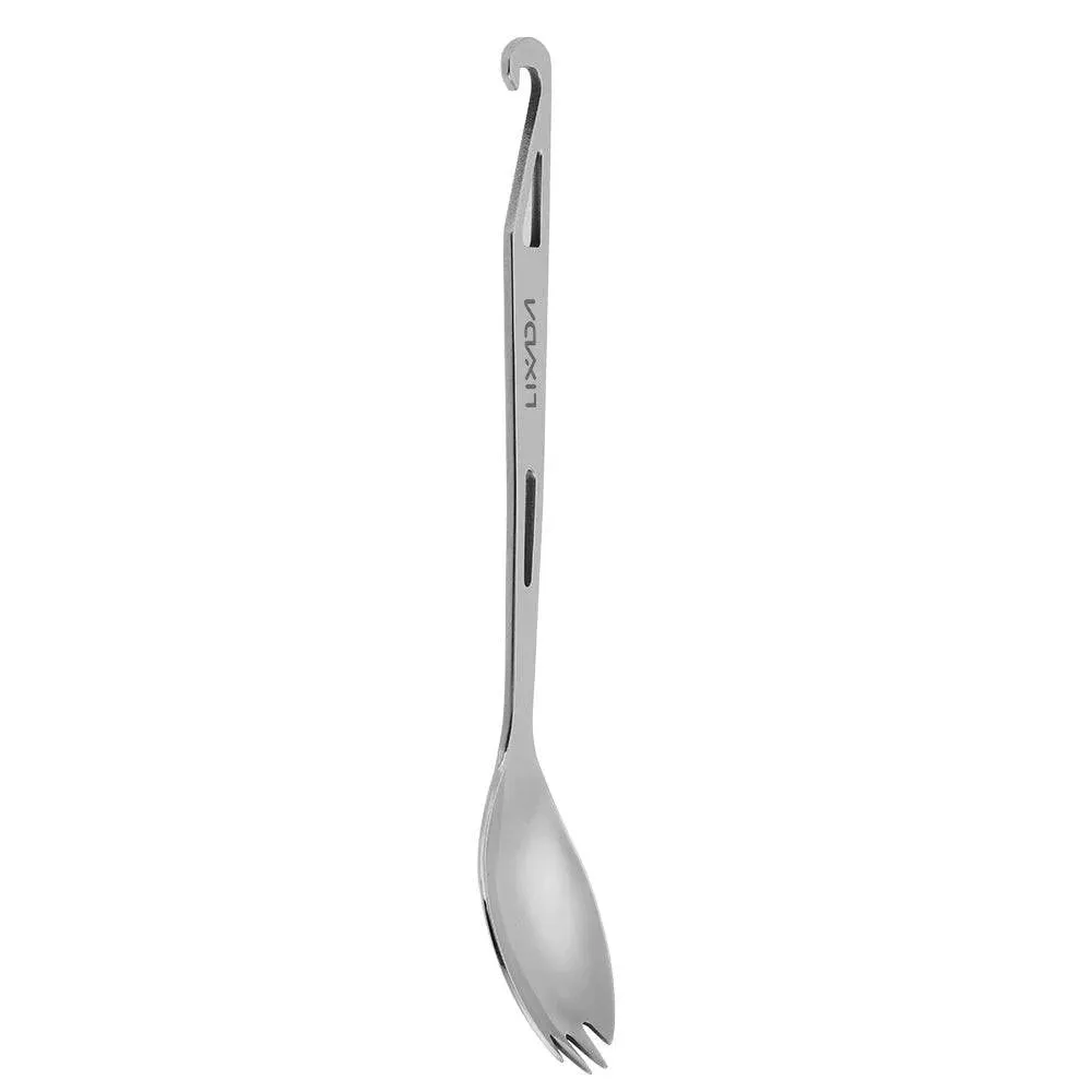 Lixada Stainless Steel Spork Long Handle Spork with Bottle Opener Lightweight Outdoor Dinner Spork Flatware for Travel Camping