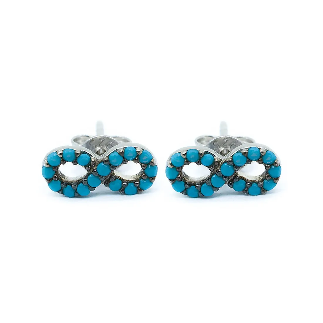 Marien Turquoise Open Infinity 925 Sterling Silver Stud Earrings