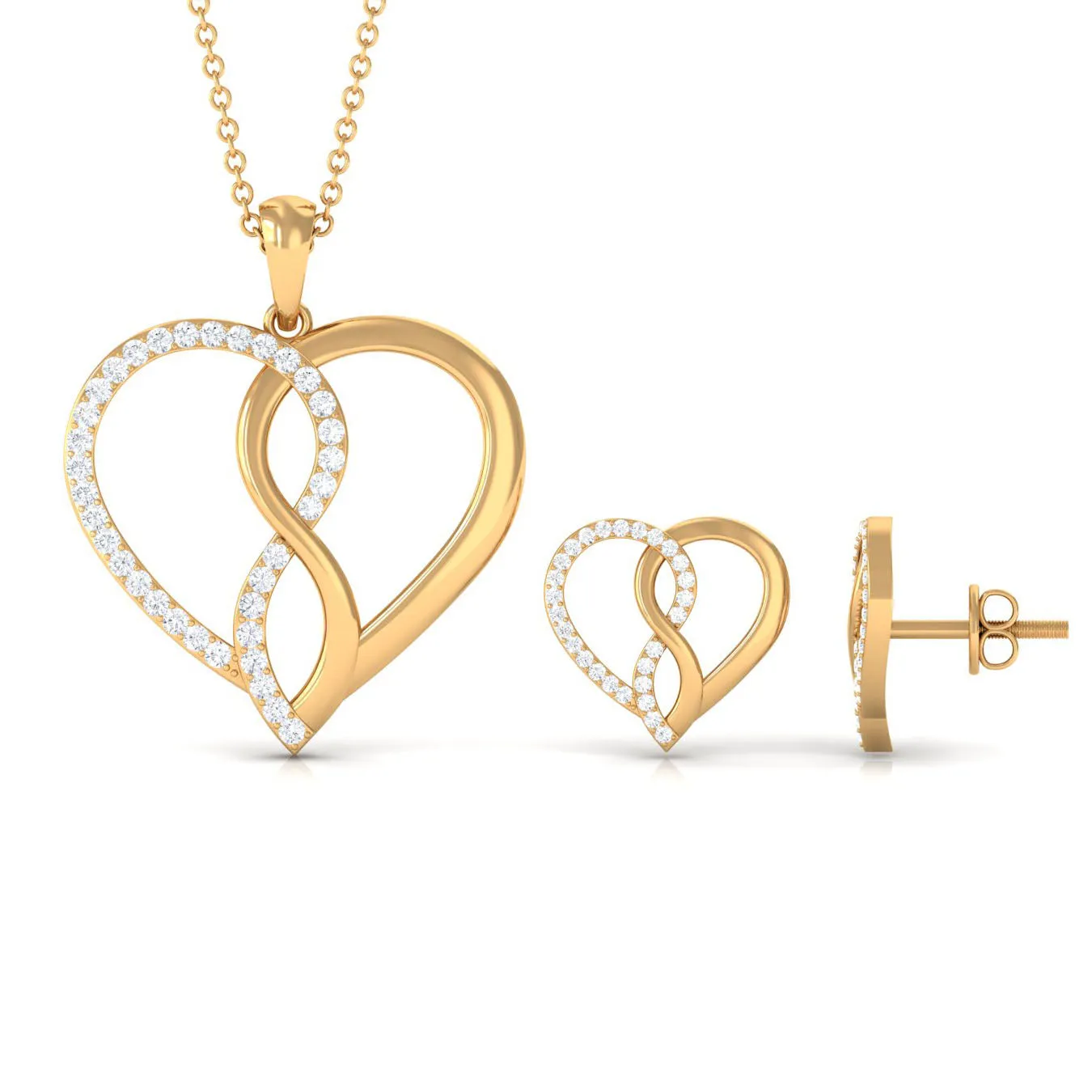 Moissanite Infinity Heart Pendant Earrings Set
