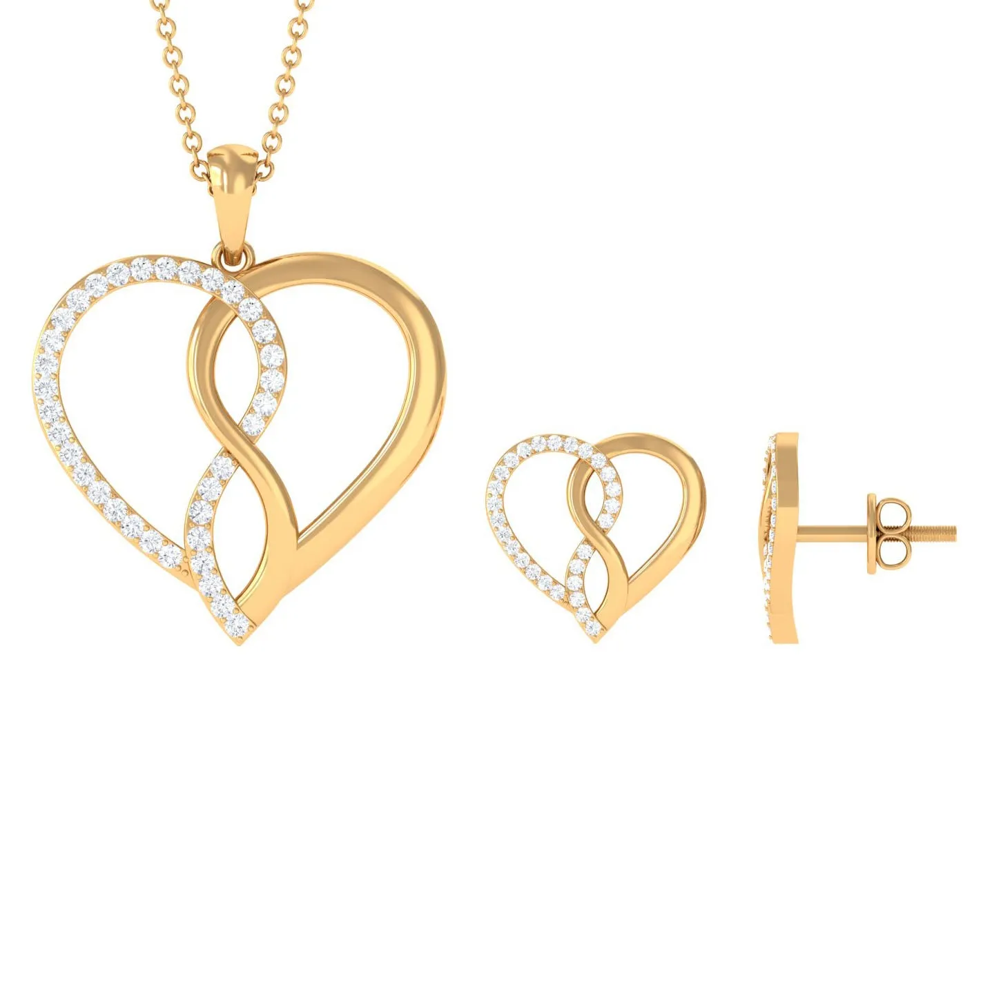 Moissanite Infinity Heart Pendant Earrings Set