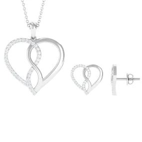 Moissanite Infinity Heart Pendant Earrings Set