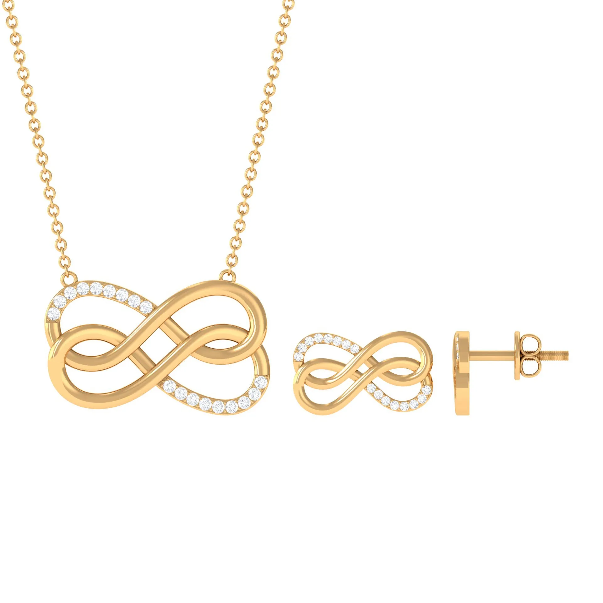 Moissanite Twin Infinity Interlock Jewelry Set