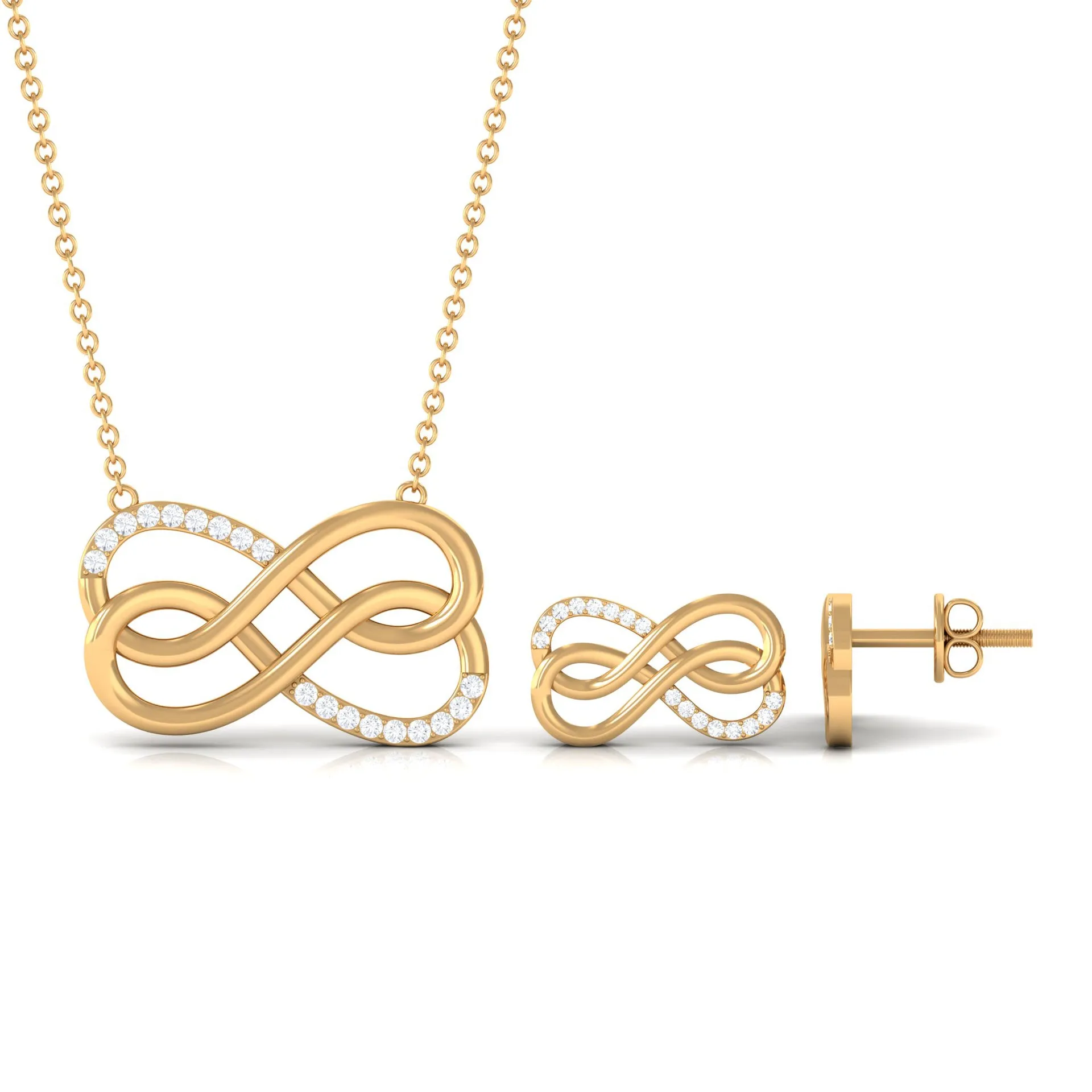 Moissanite Twin Infinity Interlock Jewelry Set