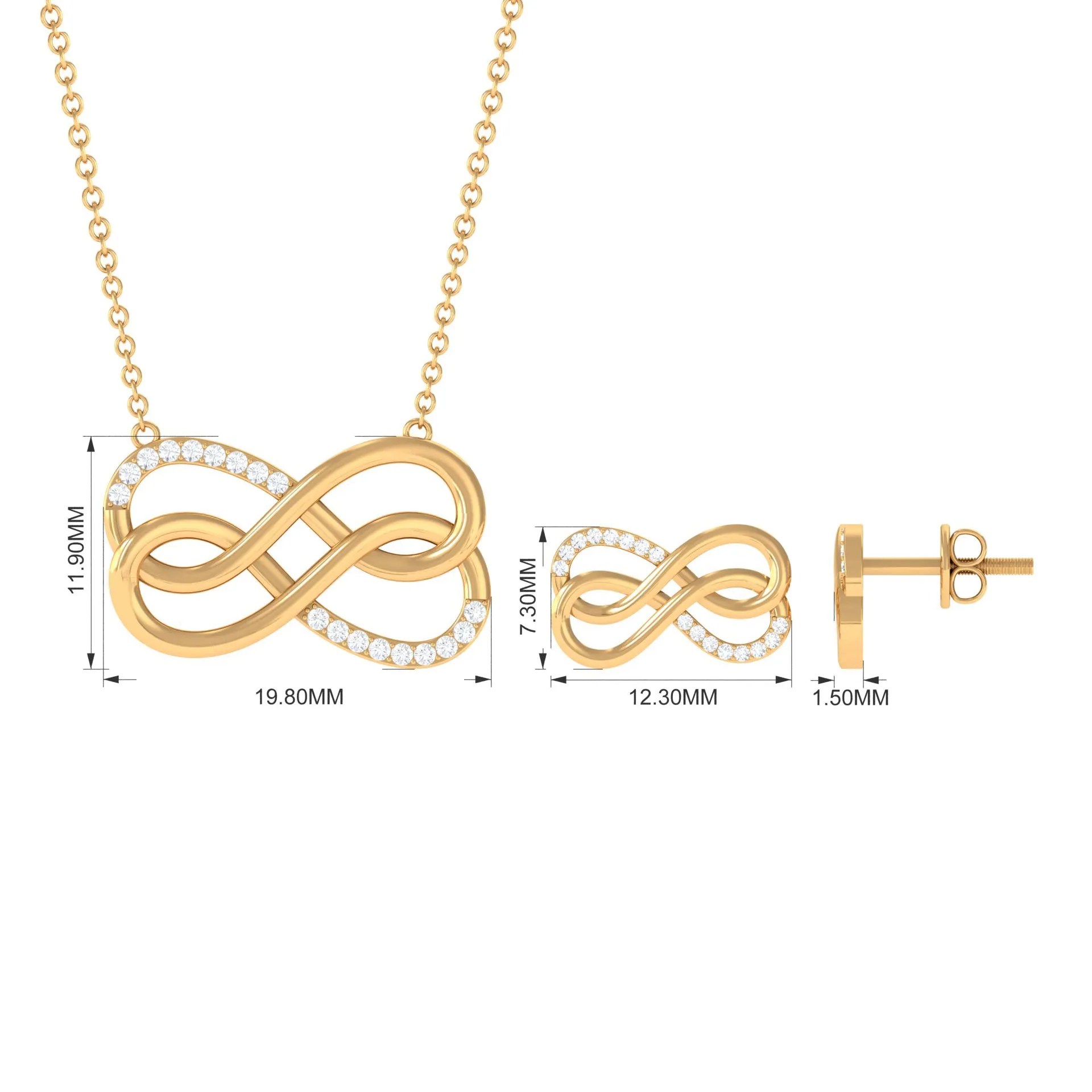 Moissanite Twin Infinity Interlock Jewelry Set