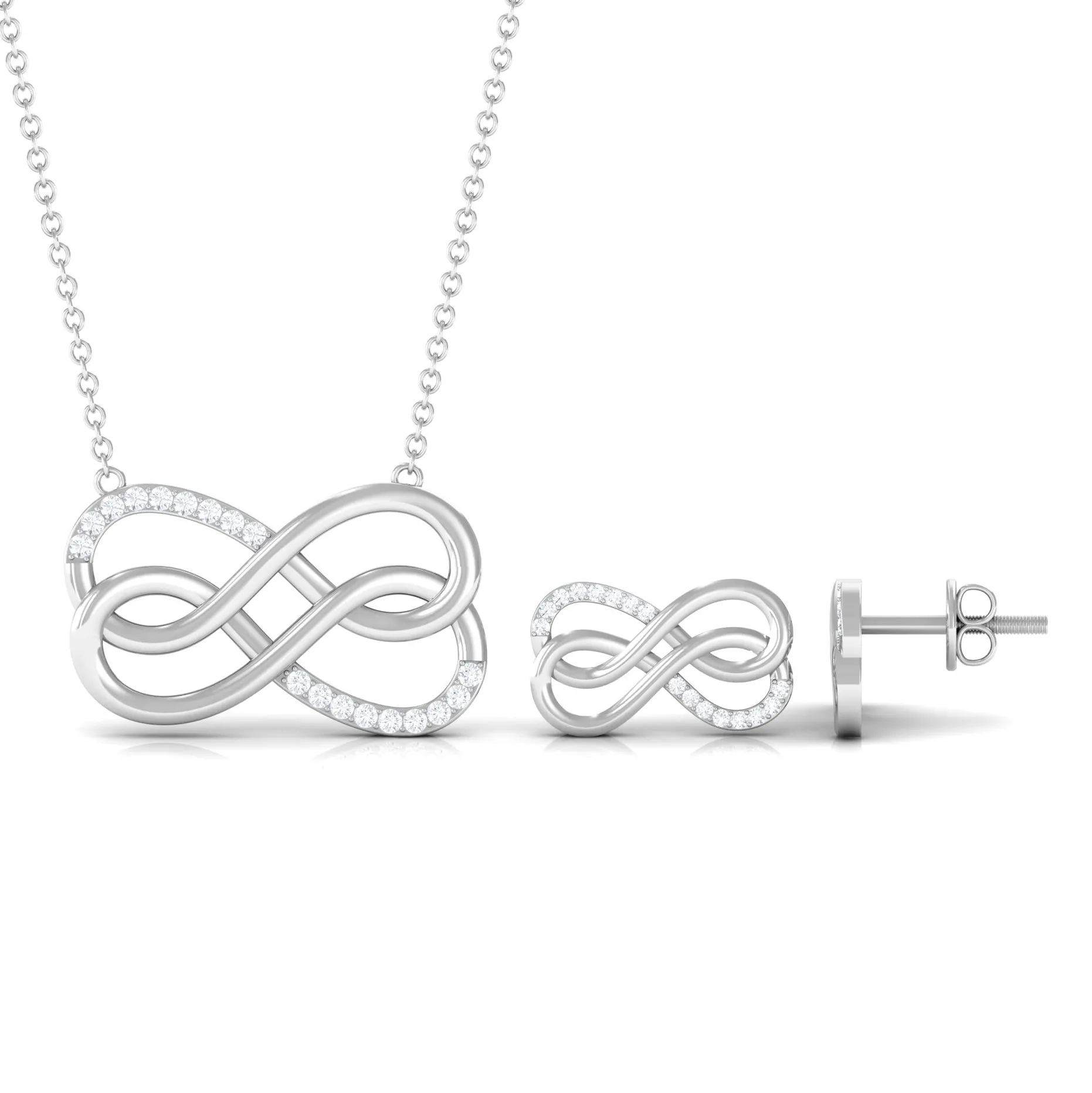Moissanite Twin Infinity Interlock Jewelry Set