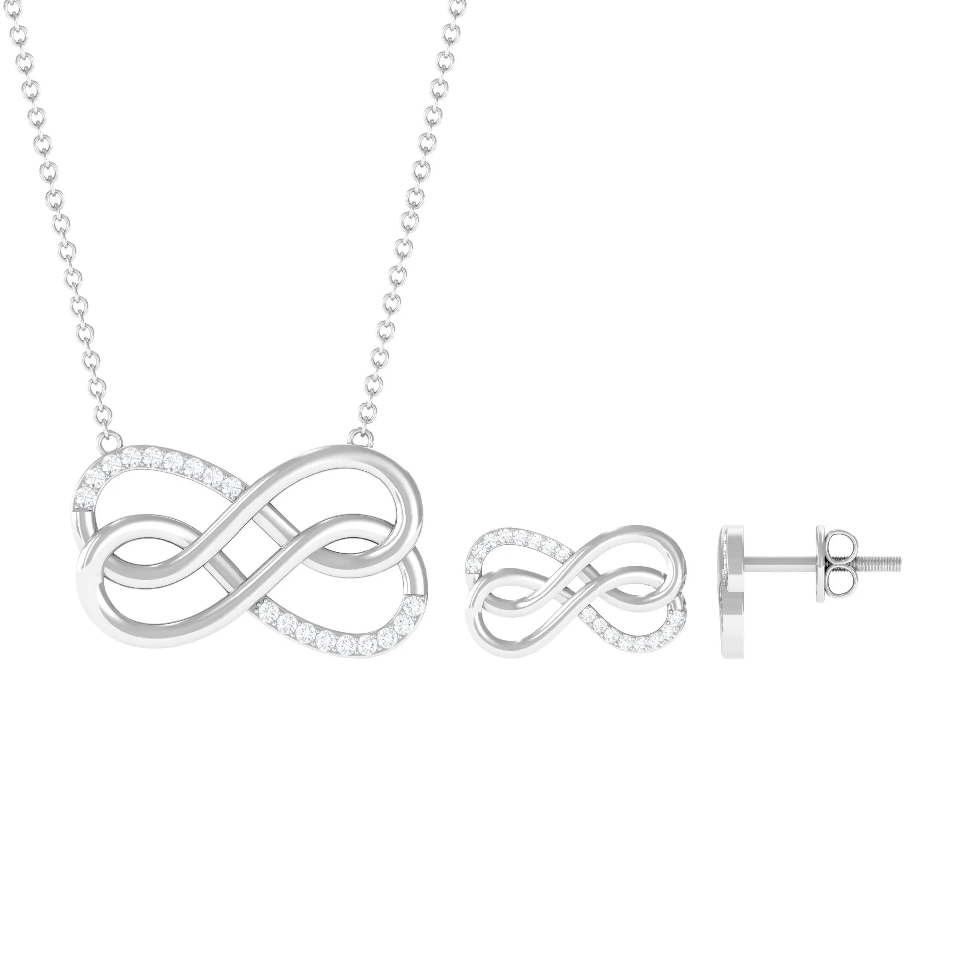 Moissanite Twin Infinity Interlock Jewelry Set