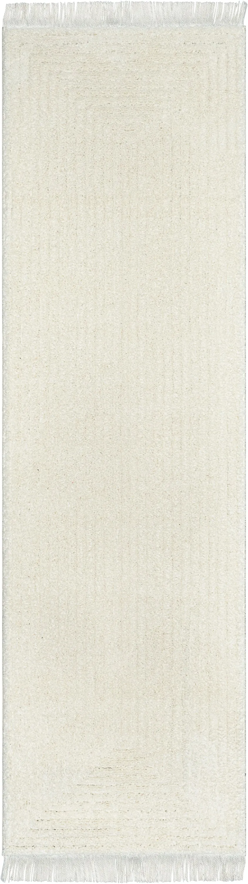 Monroe Solid & Striped Textured Ivory Ultra Soft High-Low Shag Rug