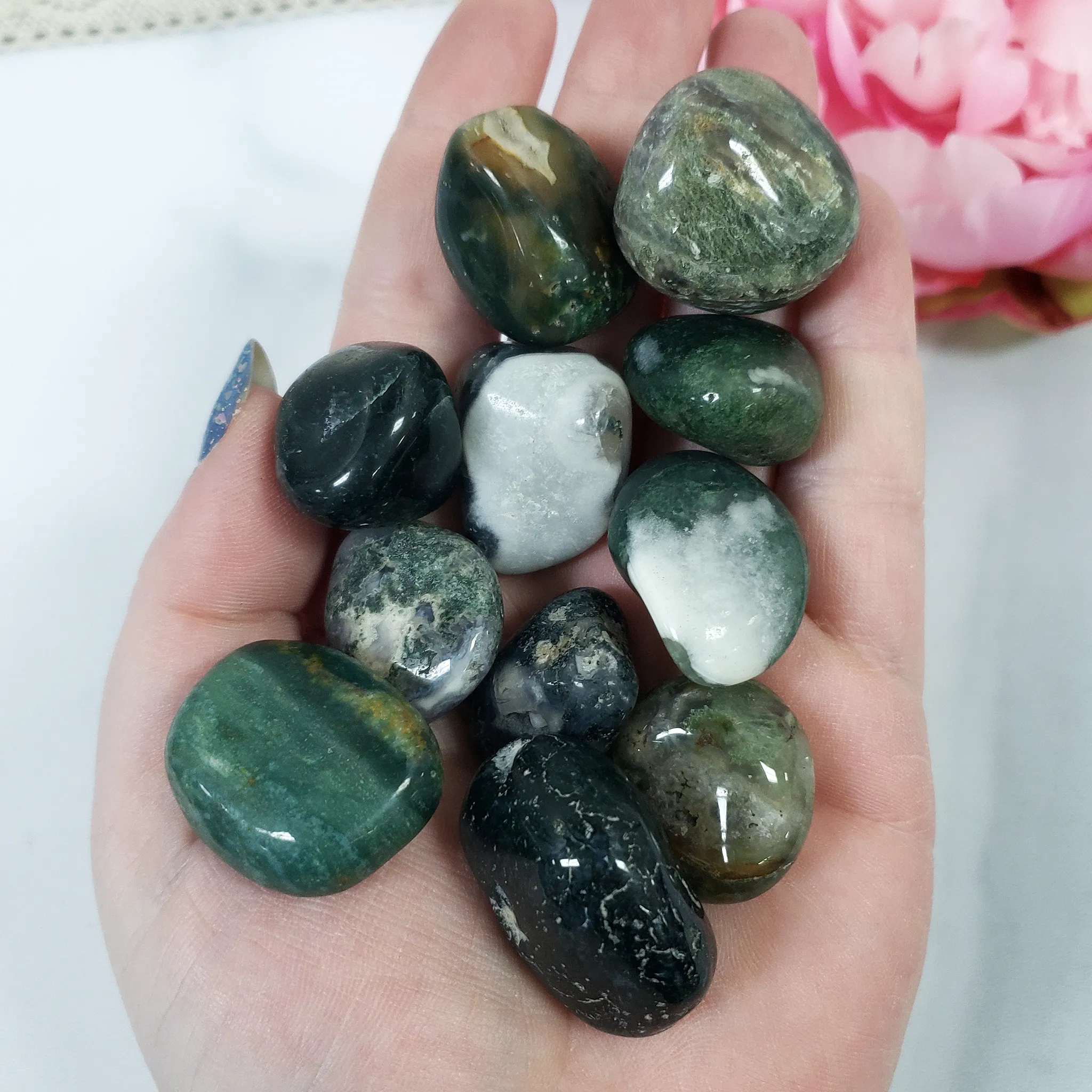 Moss Agate Crystal Natural Gemstone Tumbled Stone | One Stone