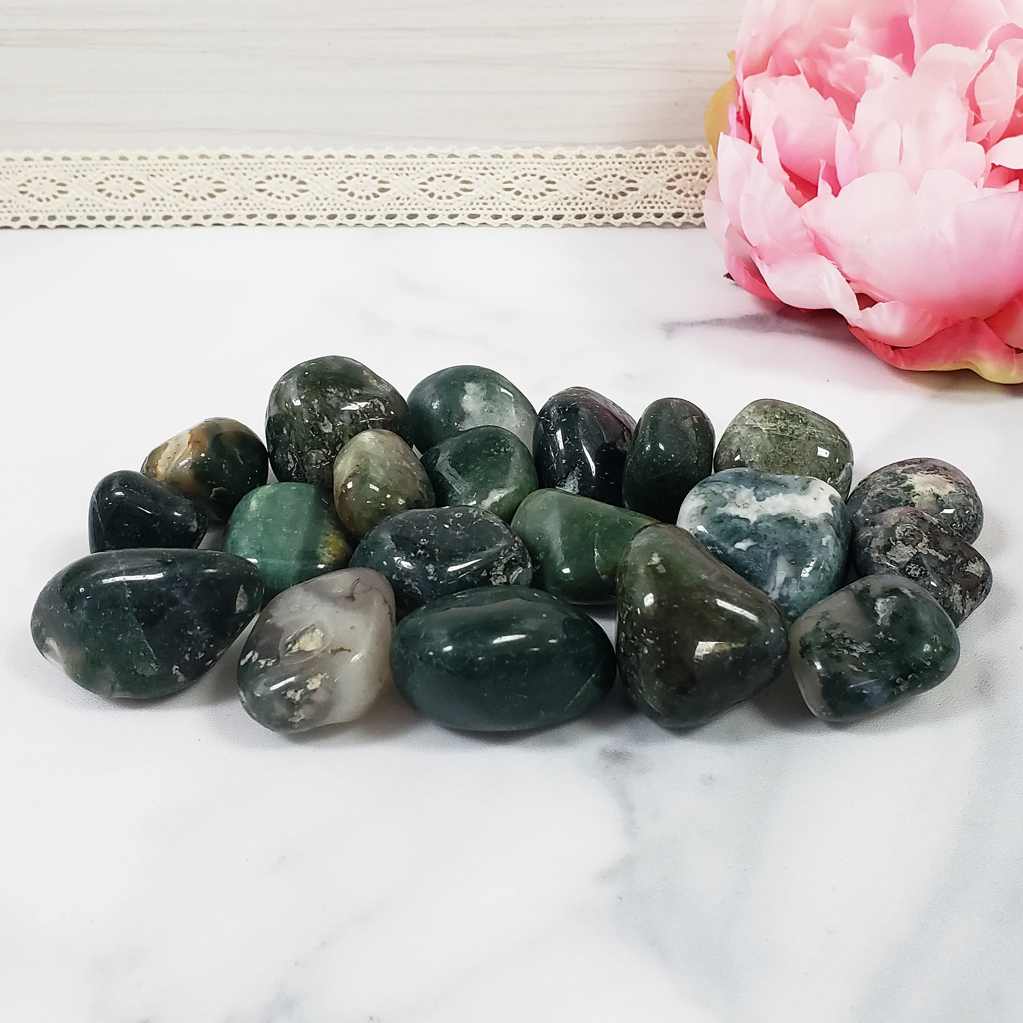 Moss Agate Crystal Natural Gemstone Tumbled Stone | One Stone