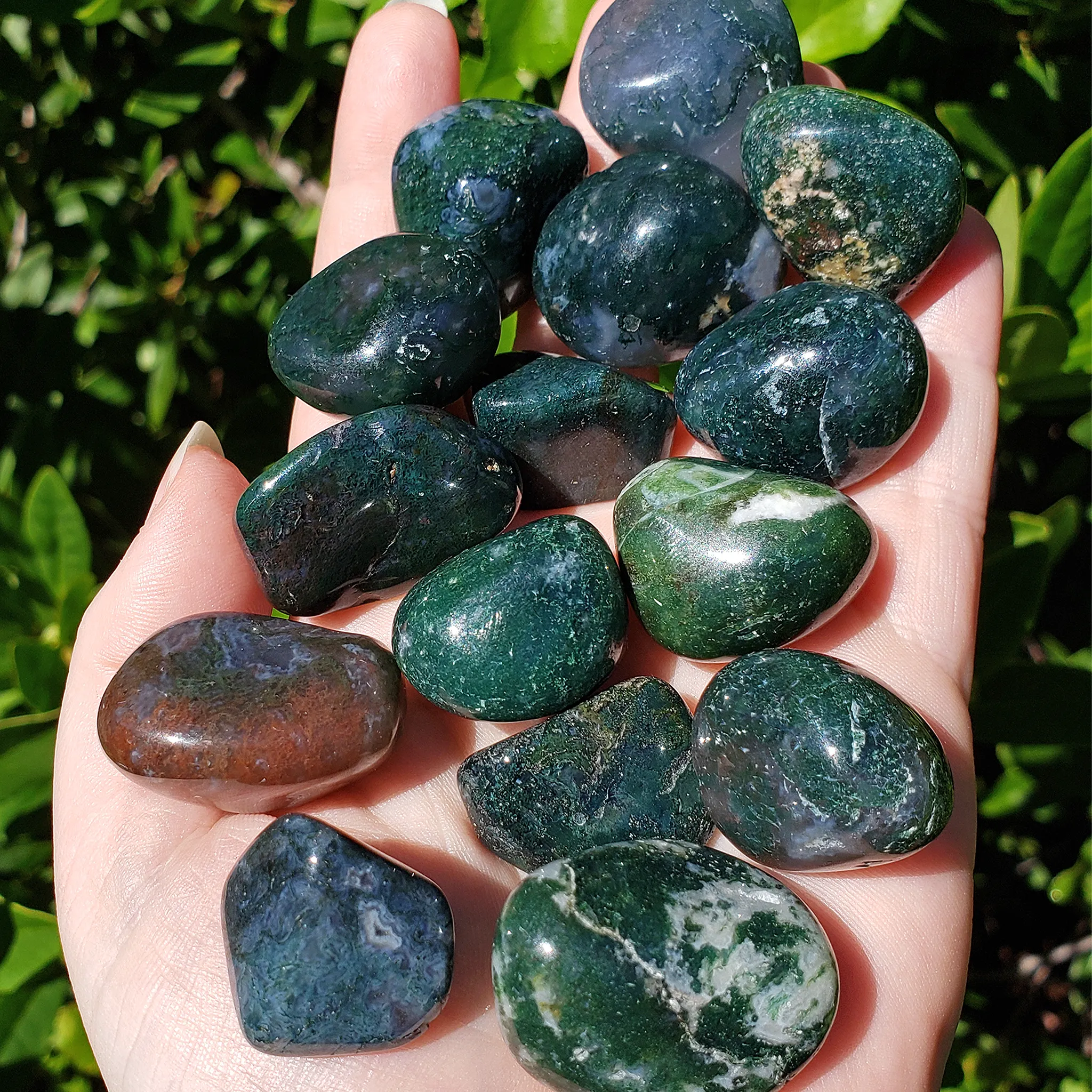 Moss Agate Crystal Natural Gemstone Tumbled Stone | One Stone